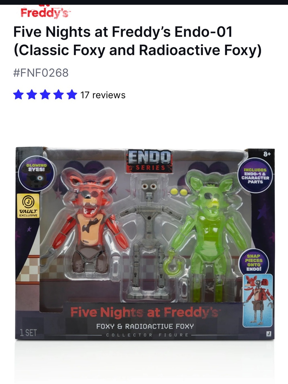 Endo-01 Foxy & Radioactive Foxy Action Figure Set - Red & Green